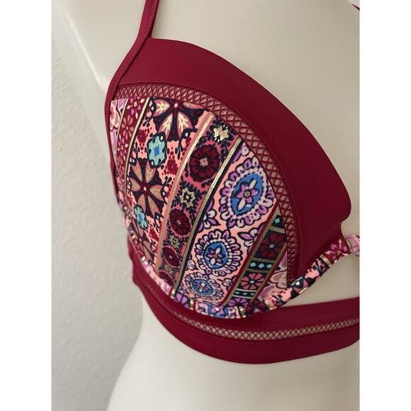 Shade & Shore Swim Bikini Top Cut Out Color Block Swimwear - Picture 3 of 9